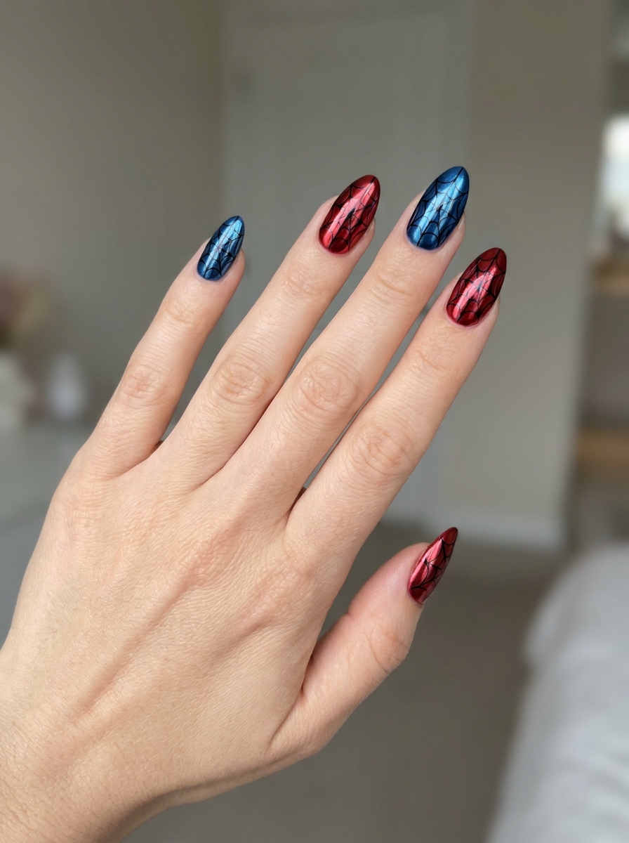 Chrome Spiderman Nails als Spiderman Nägel Inspiration 2026